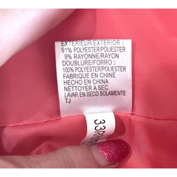 Tahari Hot Pink Short Jacket Textured 3 Button Size 10 Collar Cuffs Jackie-O Chi - Picture 13 of 14
